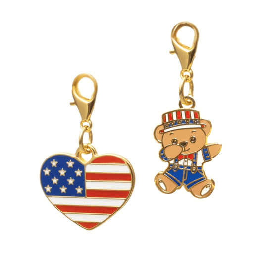American Heart & Dabbing American Bear Pet Charm Set, Pink Papyrus Co., sold through Sniff and Shift