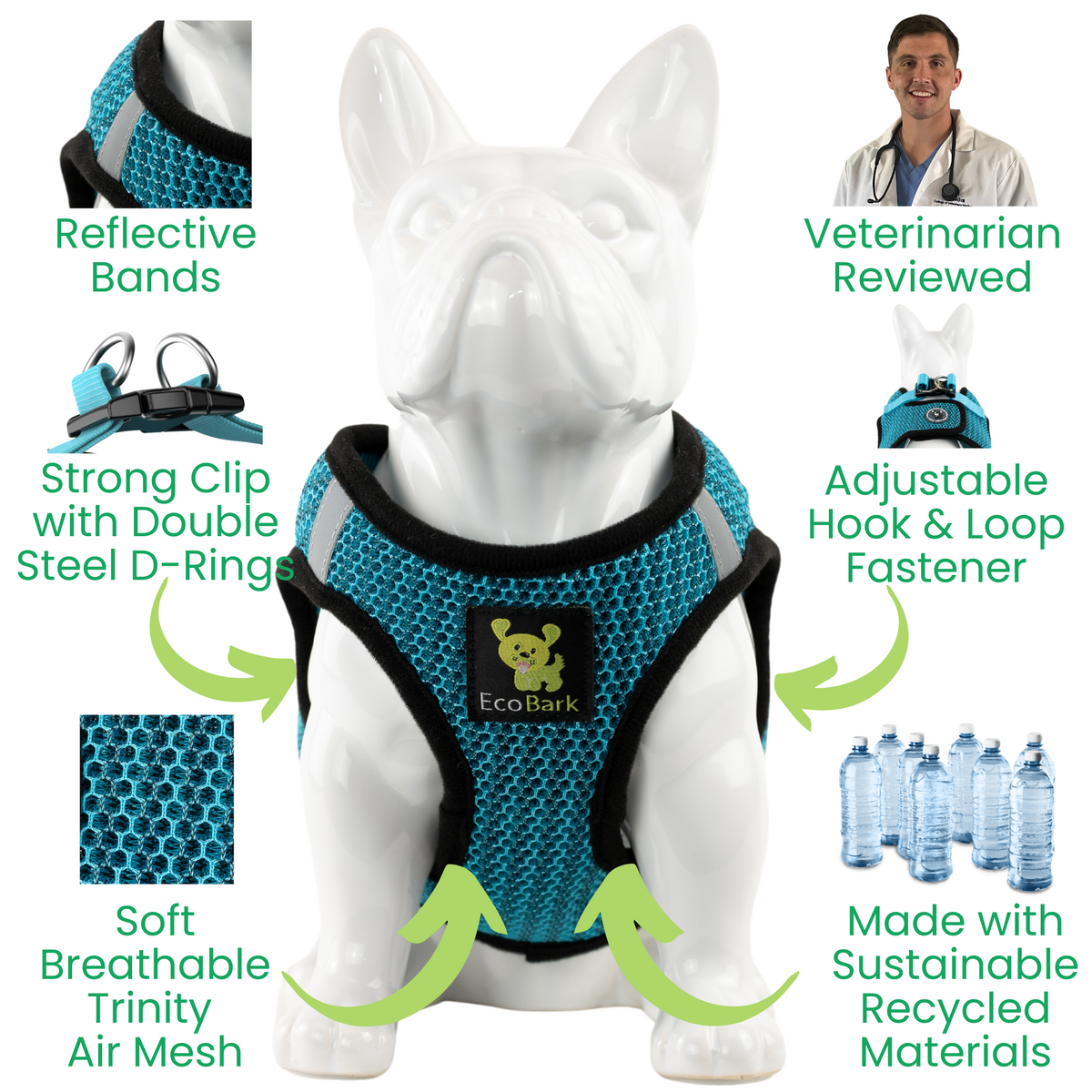 Aqua Sport Step-In Dog Harness, Reflective Mesh, Teacup to XL