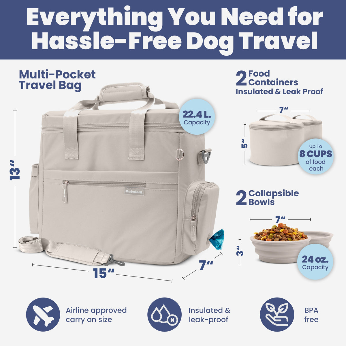 The Original Doggy Bag Dog Travel Bag for Supplies