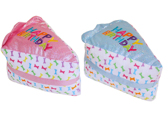 Multipet Birthday Cake Slice plush dog toy, 6 inch, assorted colors