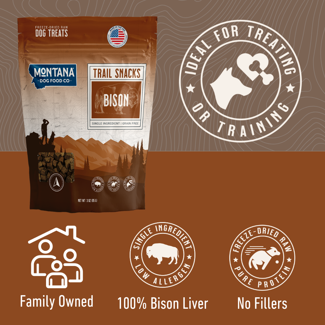Montana Dog Food Co Bison Liver Trail Snacks, 3 oz Dog Treats