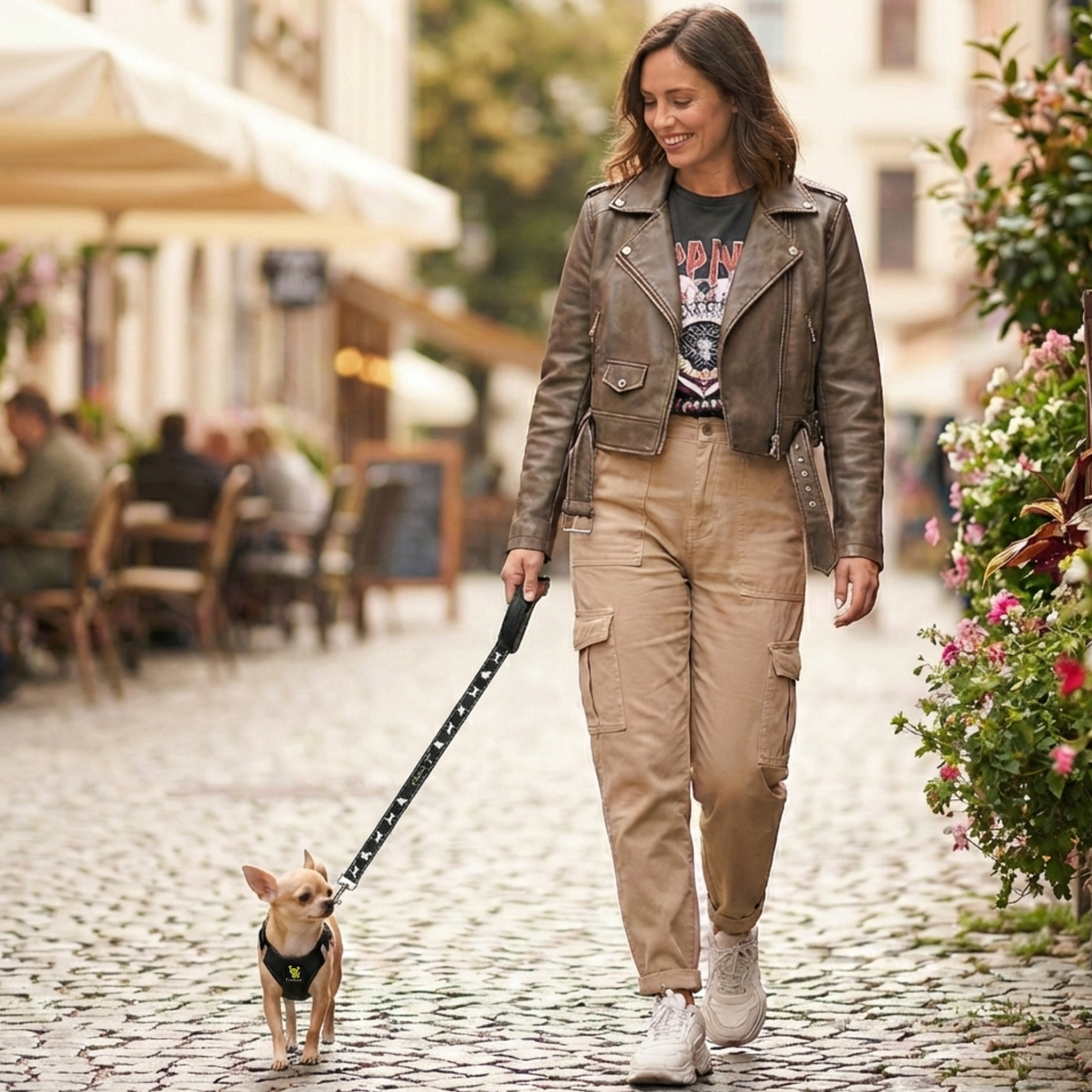 Black Step-In Dog Harness, Reflective Mesh, Teacup to XL