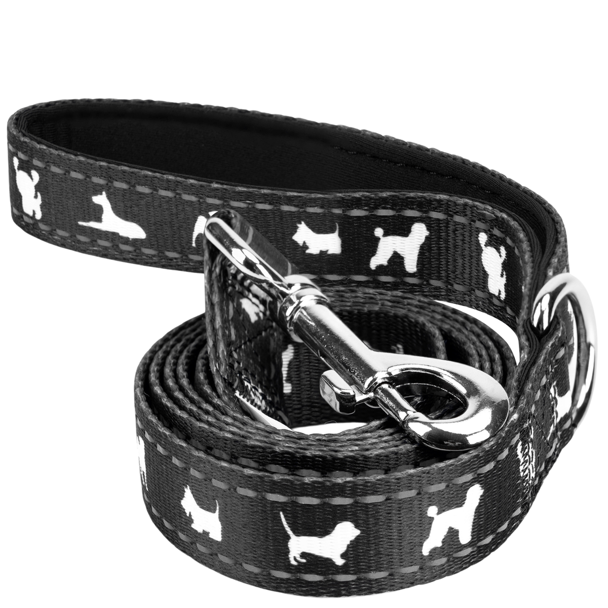 Black Comfort Grip Dog Leash, 4 to 6 ft, EcoBark Pet Supplies, sold through Sniff and Shift