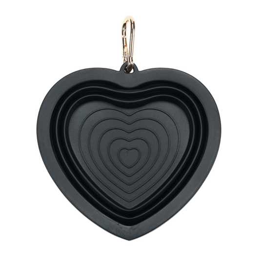 Onyx Heart Collapsible Bowl in black, one size, Pink Papyrus Co., sold through Sniff and Shift