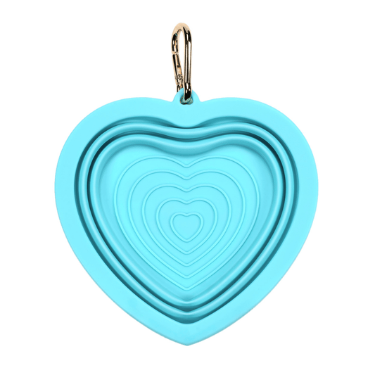 Aqua Heart Collapsible Bowl in blue, one size, Pink Papyrus Co., sold through Sniff and Shift