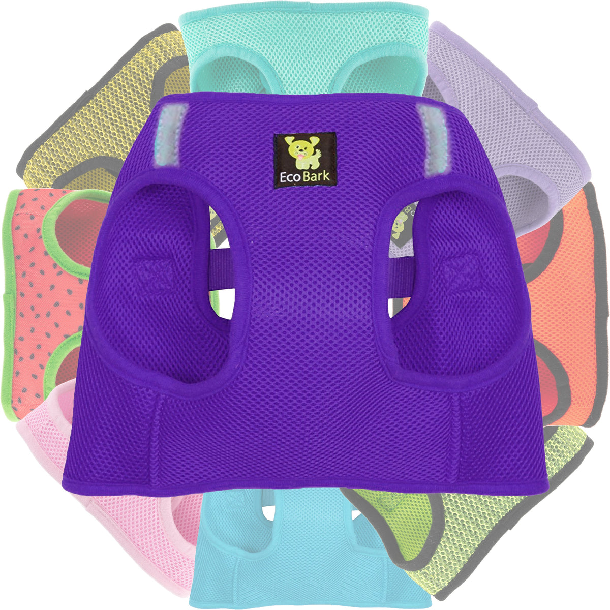 Purple Step-In Dog Harness, Reflective Mesh, Teacup to XL