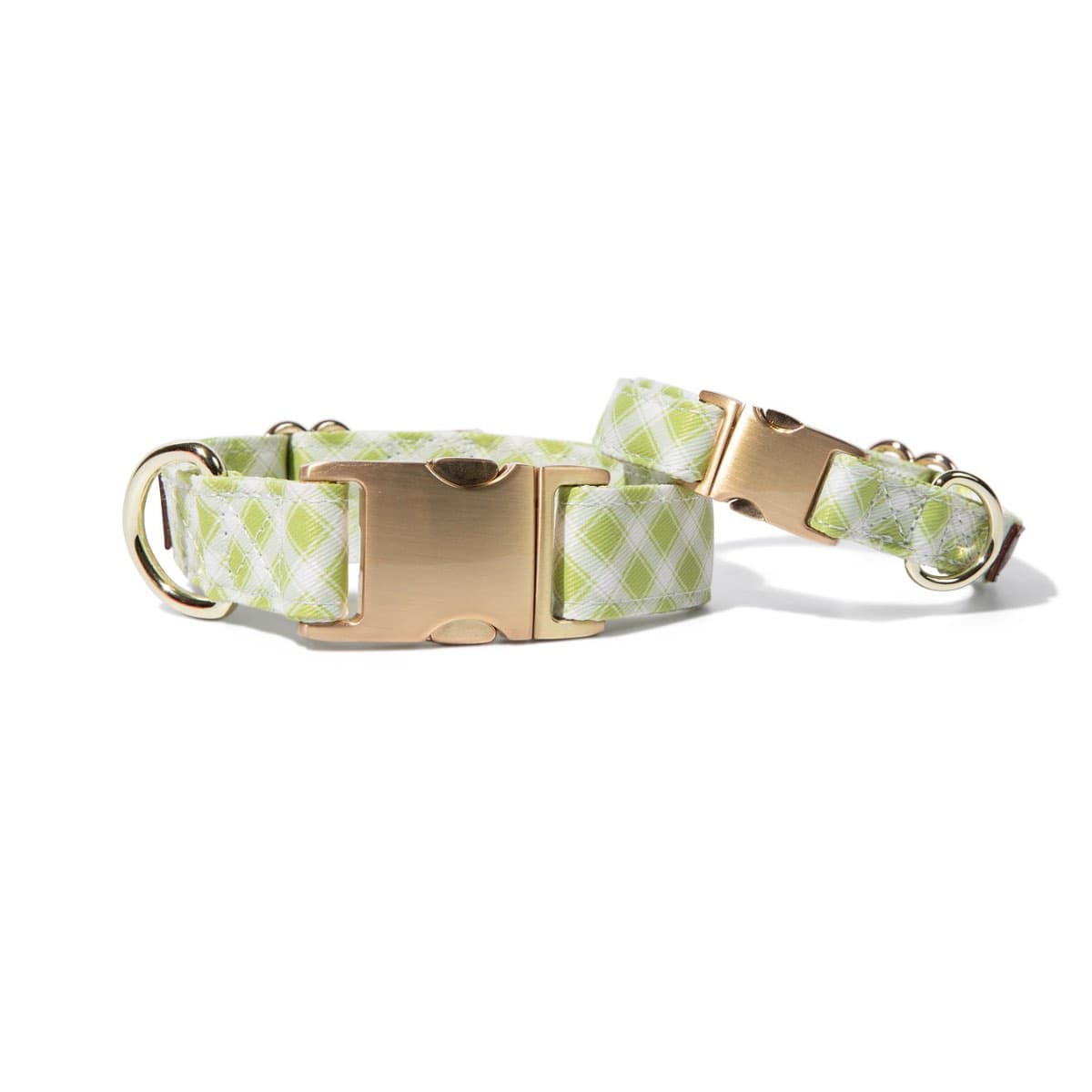 Bryce Dog Collar in bold lime gingham, Pink Papyrus Co., sold through Sniff and Shift