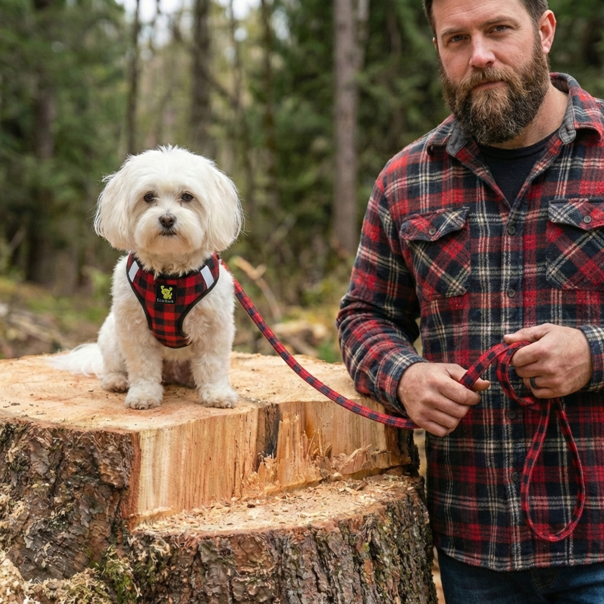 Buffalo Plaid Step-In Dog Harness, Reflective Mesh, Teacup to XL