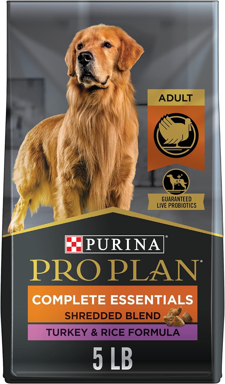 Bag of Purina Pro Plan Complete Essentials Turkey and Rice Probiotic dry dog food