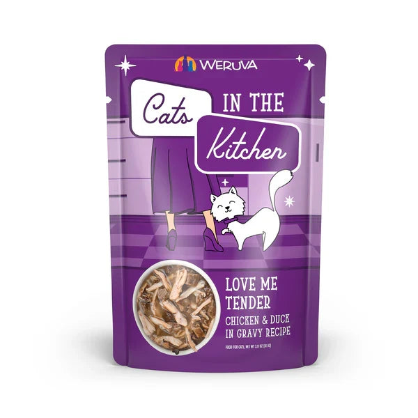 Cats in the Kitchen Love Me Tender chicken duck wet cat food pouch, 3oz