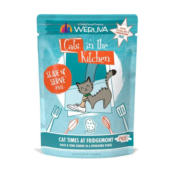Cats in the Kitchen Fridgemont duck and tuna paté wet cat food pouch, 3oz
