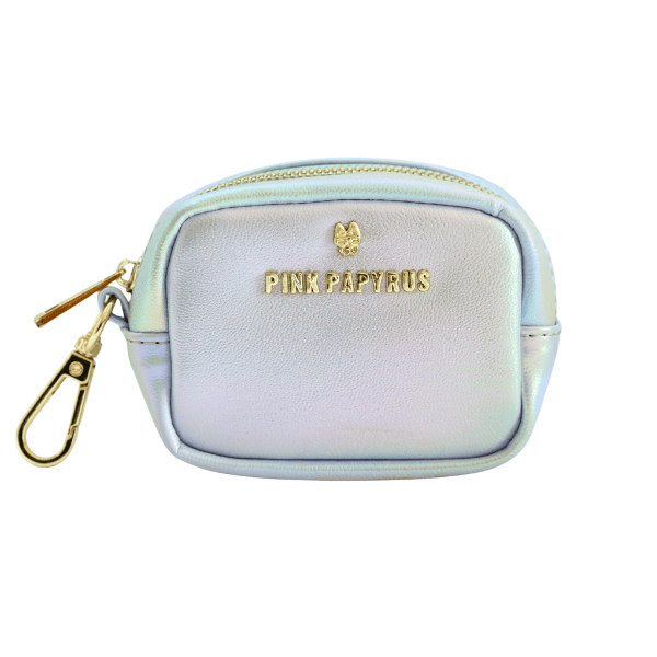 Calliope Waste Bag Holder & Treat Pouch in iridescent vegan leather, Pink Papyrus Co., sold through Sniff and Shift