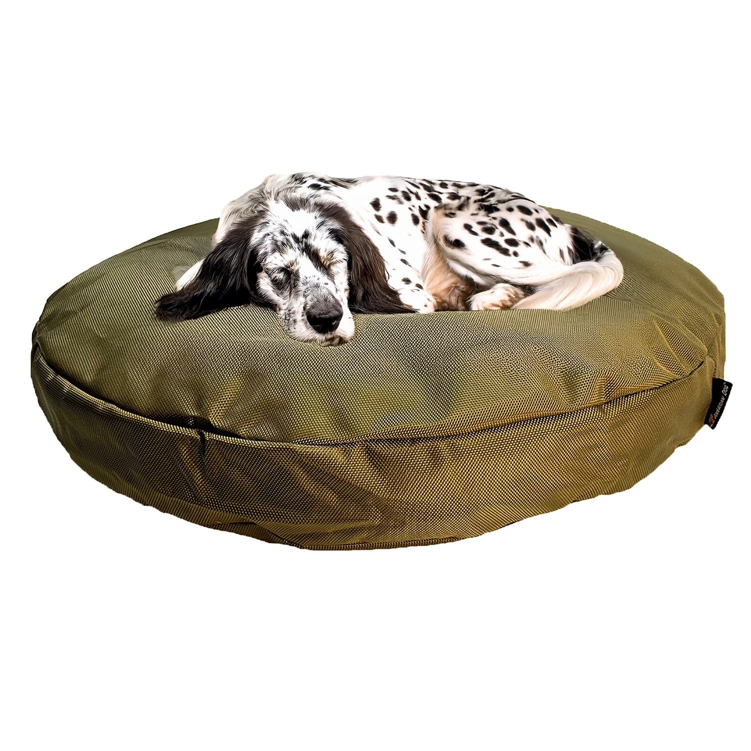 Round Armor dog bed by American Dog in camel 1680D nylon ballistic fabric