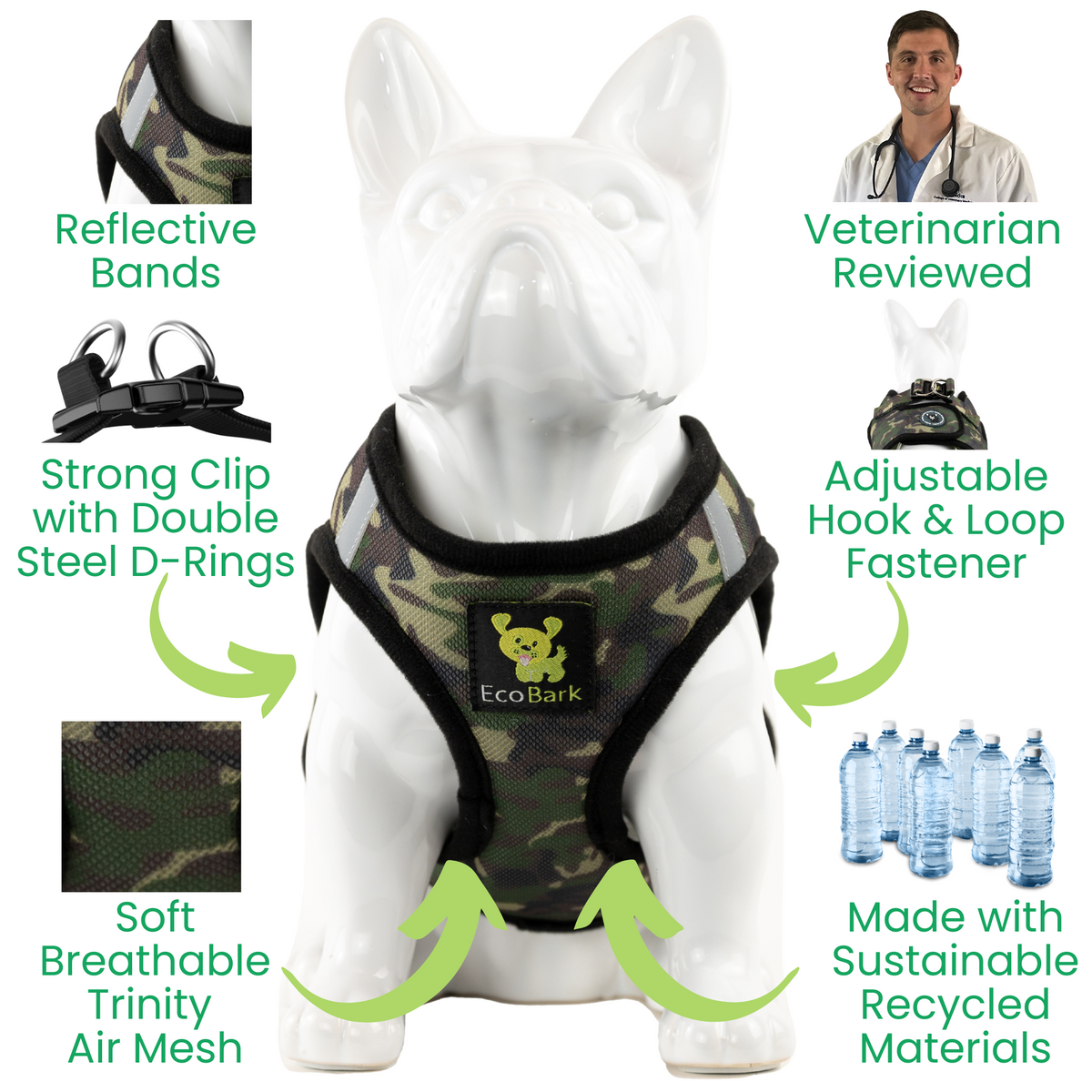 Step-In Dog Harness, Reflective Mesh, Camouflage