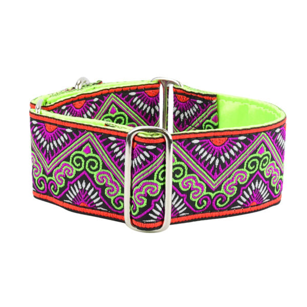 Puesta del Sol 2″ Wide Martingale Dog Collar by 2 Hounds Design, sold through Sniff and Shift
