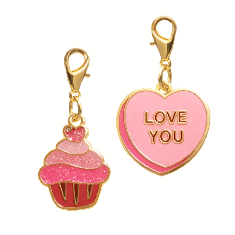Love You Sweetheart & Cupcake Pet Charm Set, Pink Papyrus Co., sold through Sniff and Shift