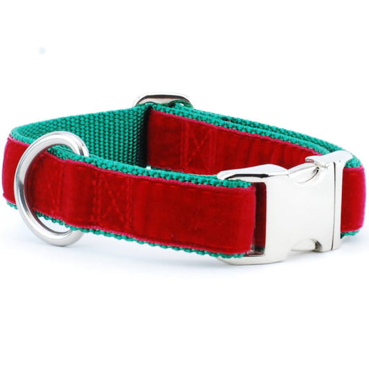 Red/Green Holiday Velvet Essential Martingale Dog Collar by 2 Hounds Design, sold through Sniff and Shift