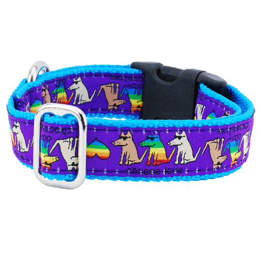 Choose Love Teddy The Dog Essential Dog Collar 1″ by 2 Hounds Design, sold through Sniff and Shift