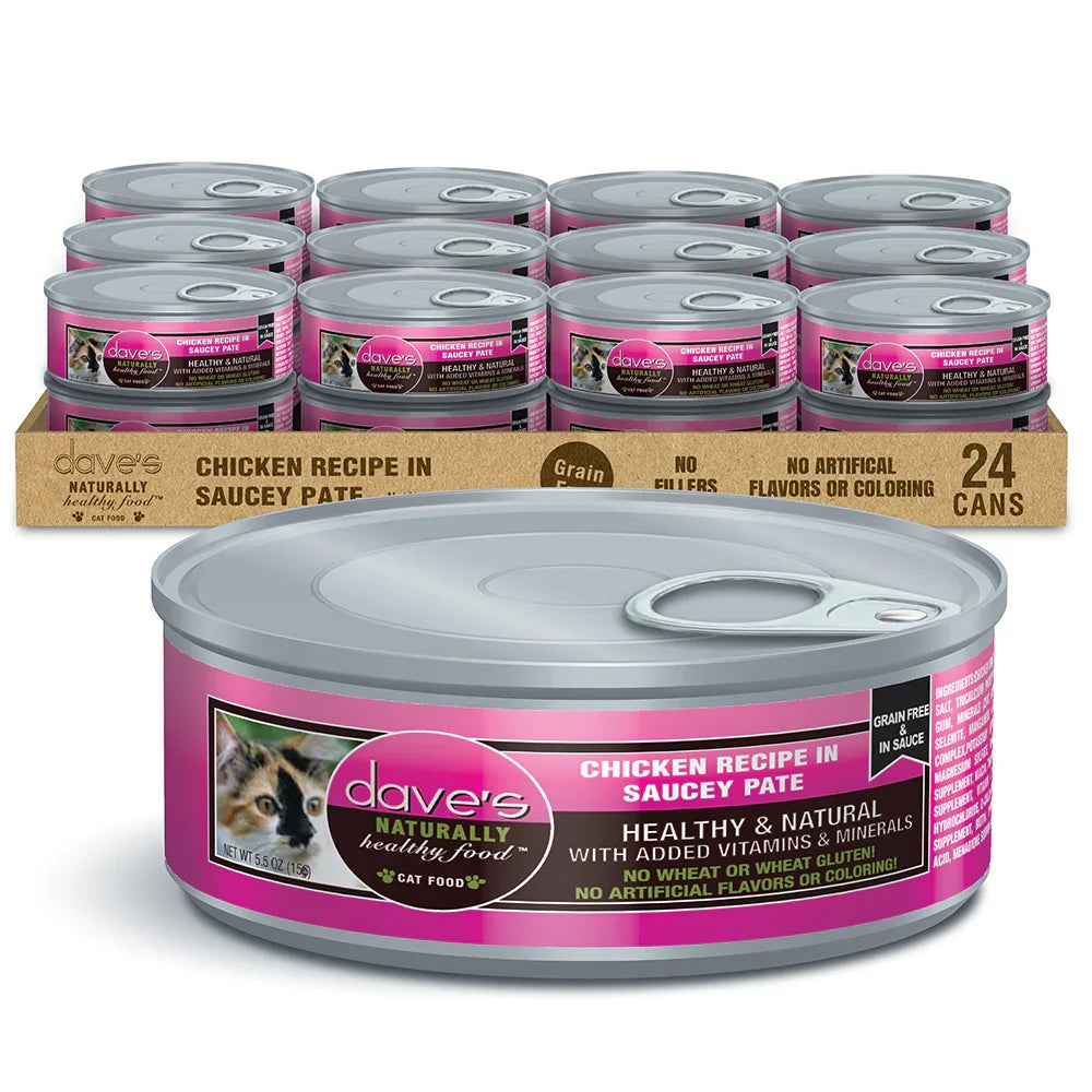 Dave's Chicken Recipe in Saucey Paté wet cat food, 5.5oz can