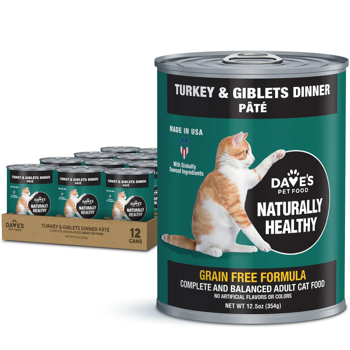 Dave's Naturally Healthy Turkey & Giblets Dinner Paté wet cat food, 12.5oz can