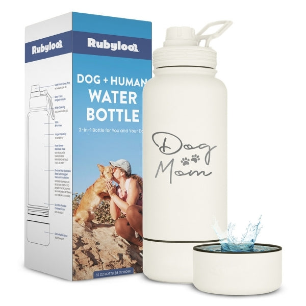 Dog and Human Water Bottle with Detachable Dog Bowl, Rubyloo, sold through Sniff and Shift