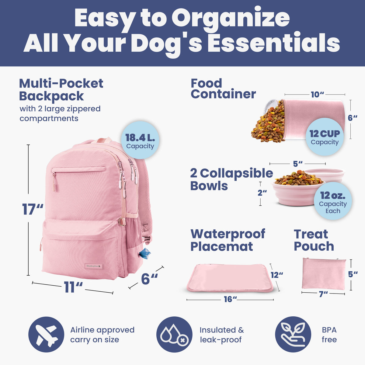 The Original Doggy Bag Backpack for Dog Supplies