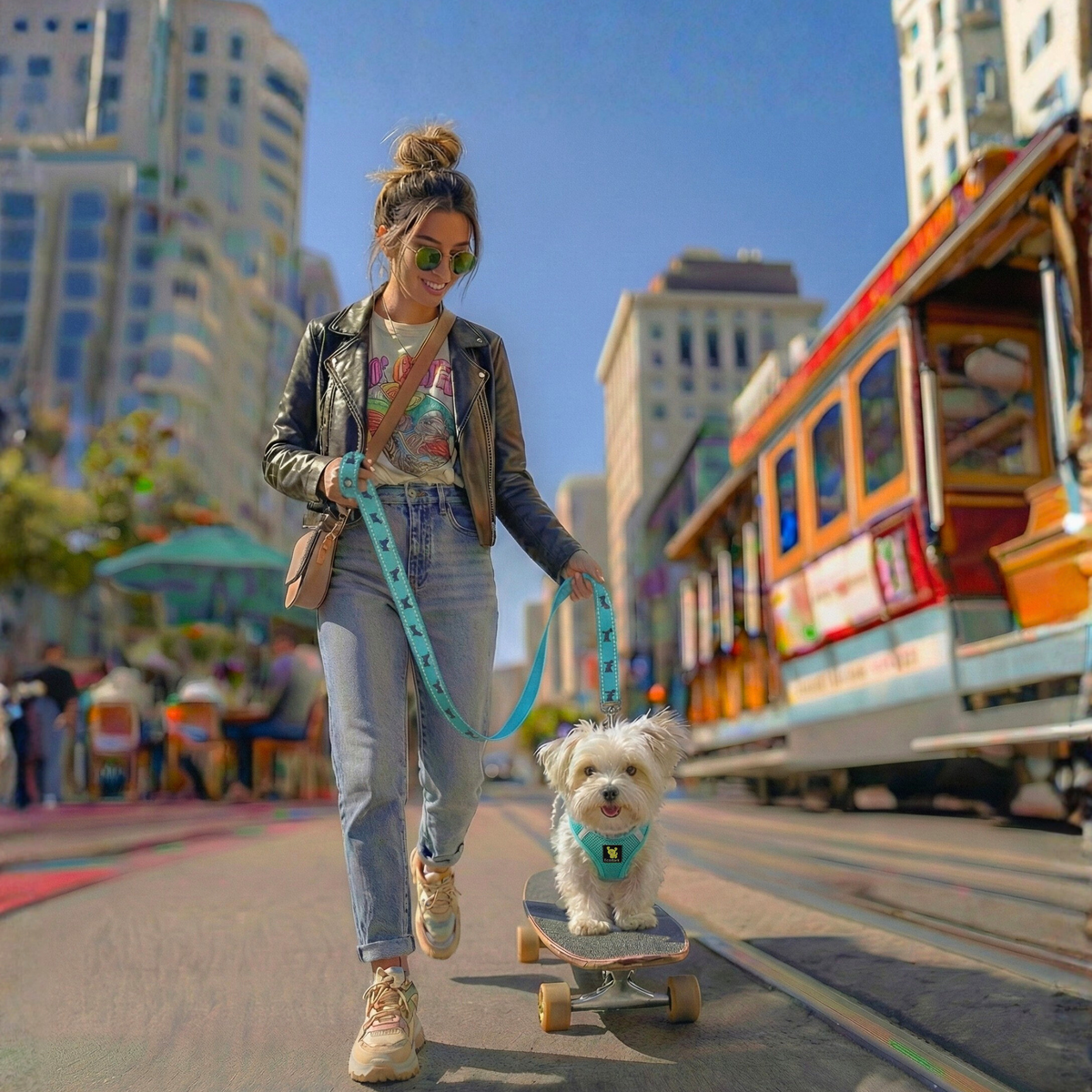 Mint Turquoise Step-In Dog Harness, Reflective Mesh, Teacup to XL