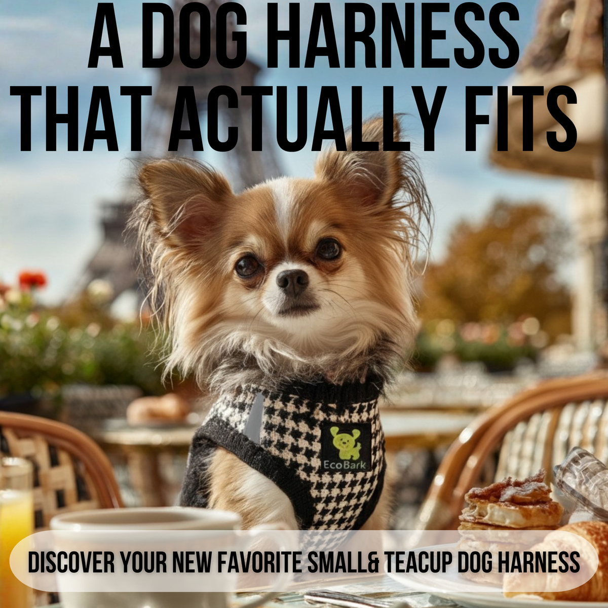Houndstooth Step-In Dog Harness, Reflective Mesh, Teacup to XL