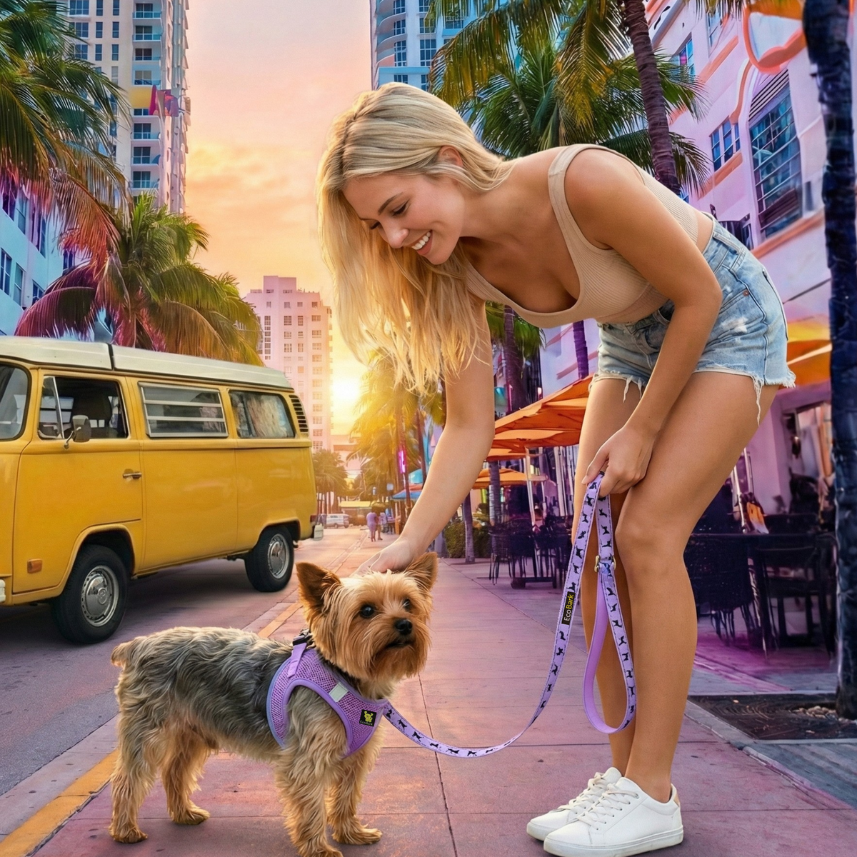 Step-In Dog Harness, Reflective Mesh, Lavender
