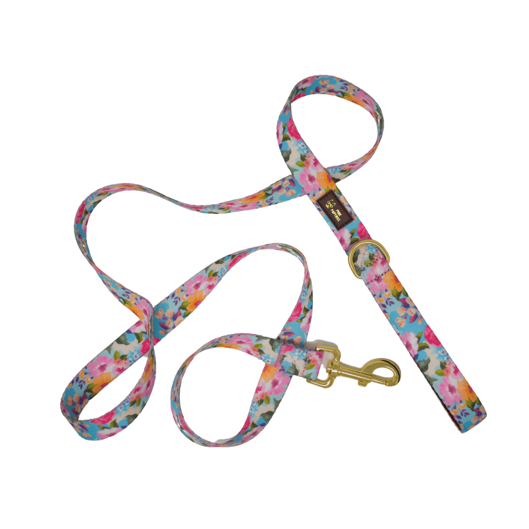 Emery Dog Leash in a bold floral print, 4 and 6 feet, Pink Papyrus Co., sold through Sniff and Shift