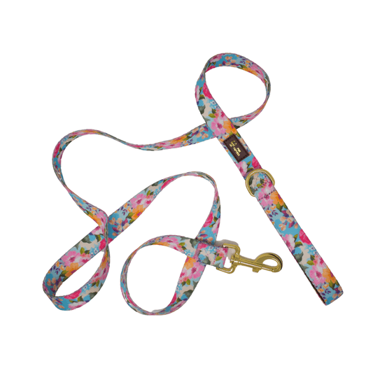 Emery Dog Leash in a bold floral print, 4 and 6 feet, Pink Papyrus Co., sold through Sniff and Shift
