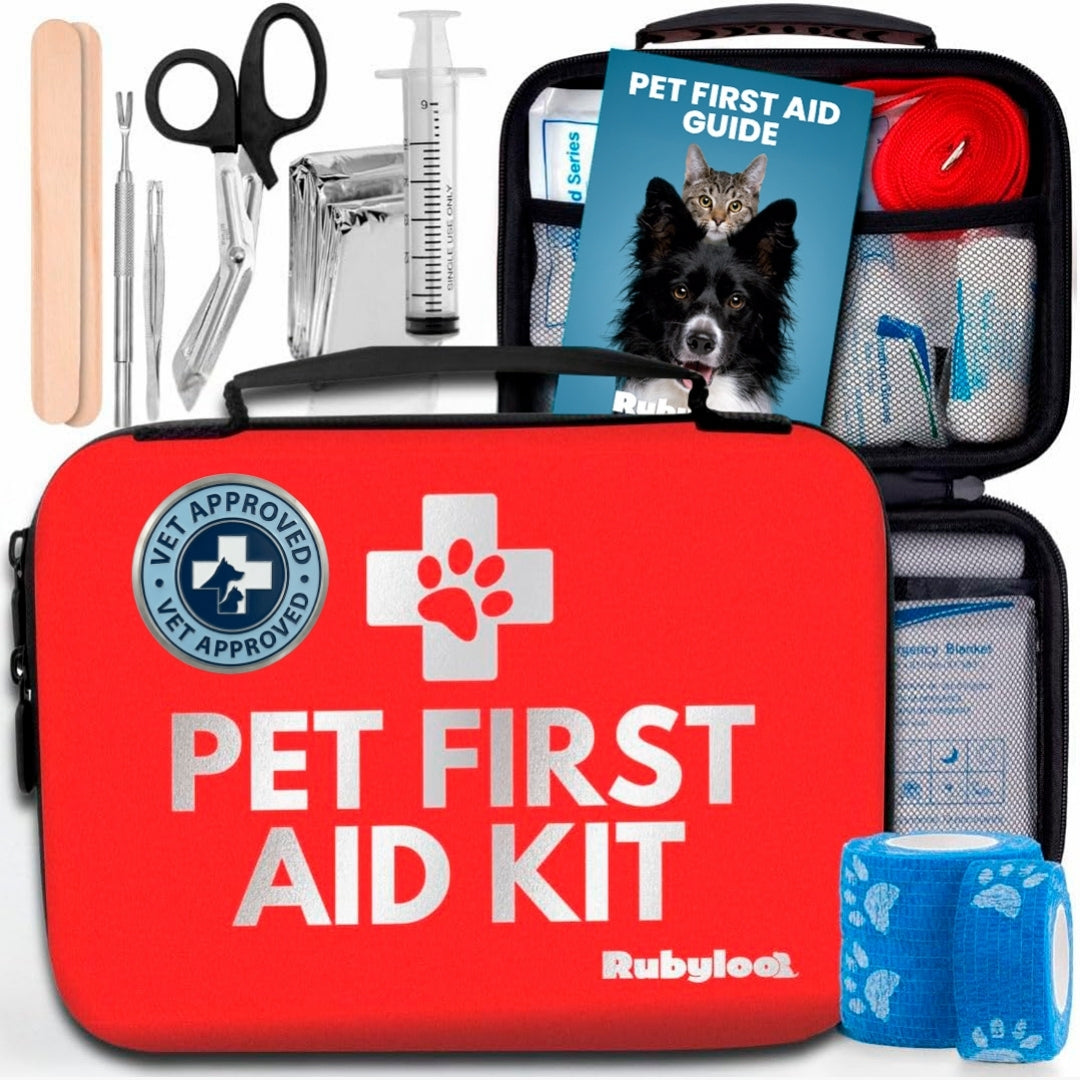 Pet First Aid Kit for Dogs and Cats, Essential and Travel sizes, Rubyloo, sold through Sniff and Shift