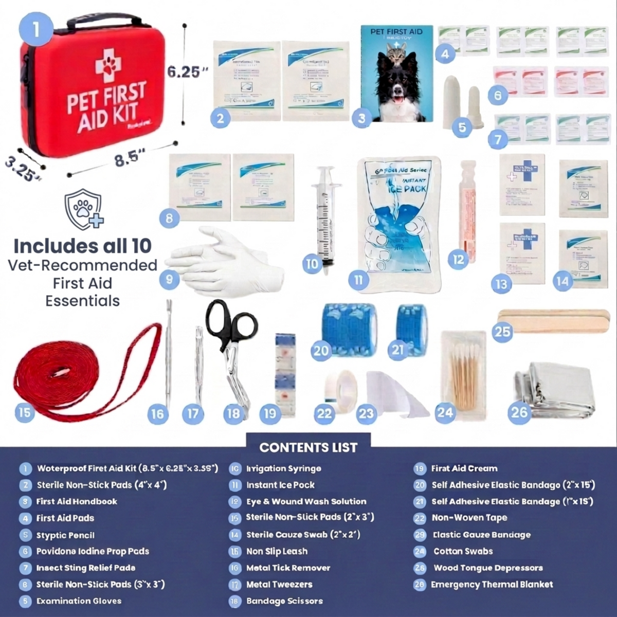 Pet First Aid Kit for Dogs & Cats