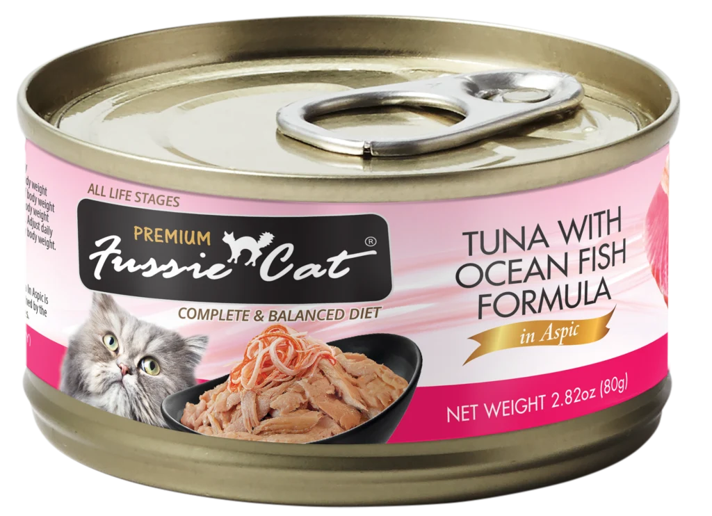 Fussie Cat Premium Tuna with Ocean Fish Formula in Aspic, 2.82oz can