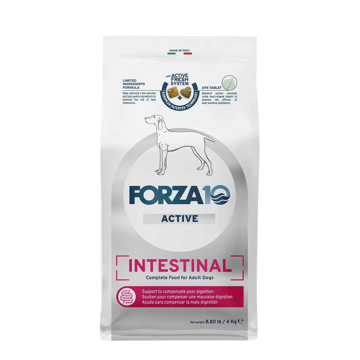 8.8 lb bag of Forza10 Active Intestinal dry dog food