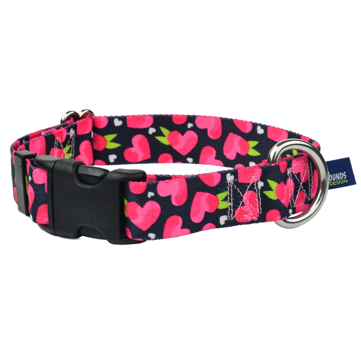 Fruity Hearts Buckle Martingale Dog Collar EarthStyle (1″ Only) by 2 Hounds Design, sold through Sniff and Shift
