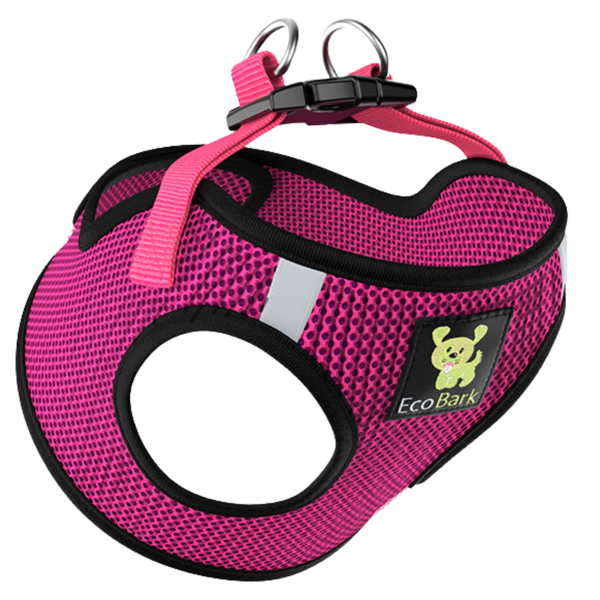 Fuchsia Sport Step-In Dog Harness, Reflective Mesh, Teacup to XL, EcoBark Pet Supplies, sold through Sniff and Shift
