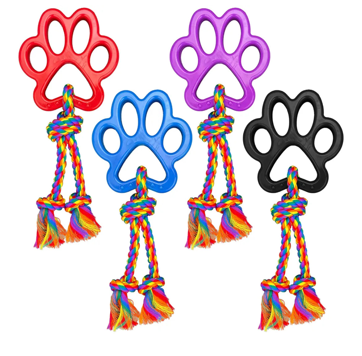 Multipet Tug A Paw nylon and rope dog toy, 14 inches, assorted colors