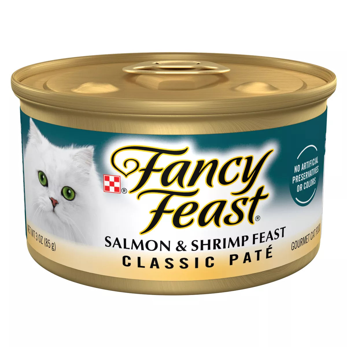 Fancy Feast Salmon & Shrimp Feast Classic Pate wet cat food, 3oz can