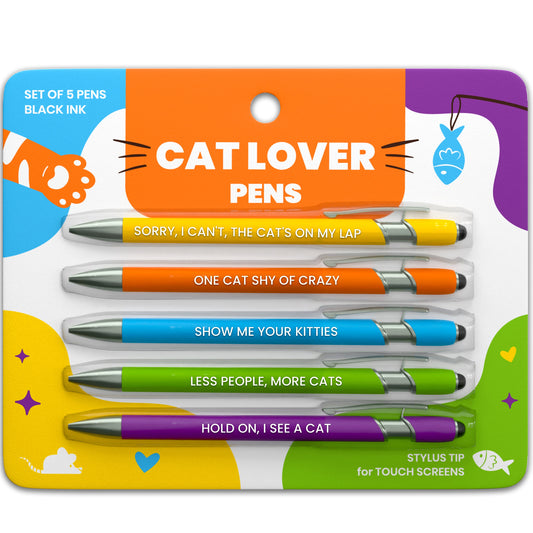 Cat-Themed Stylus Pen Sets in packaging, Rubyloo, sold through Sniff and Shift