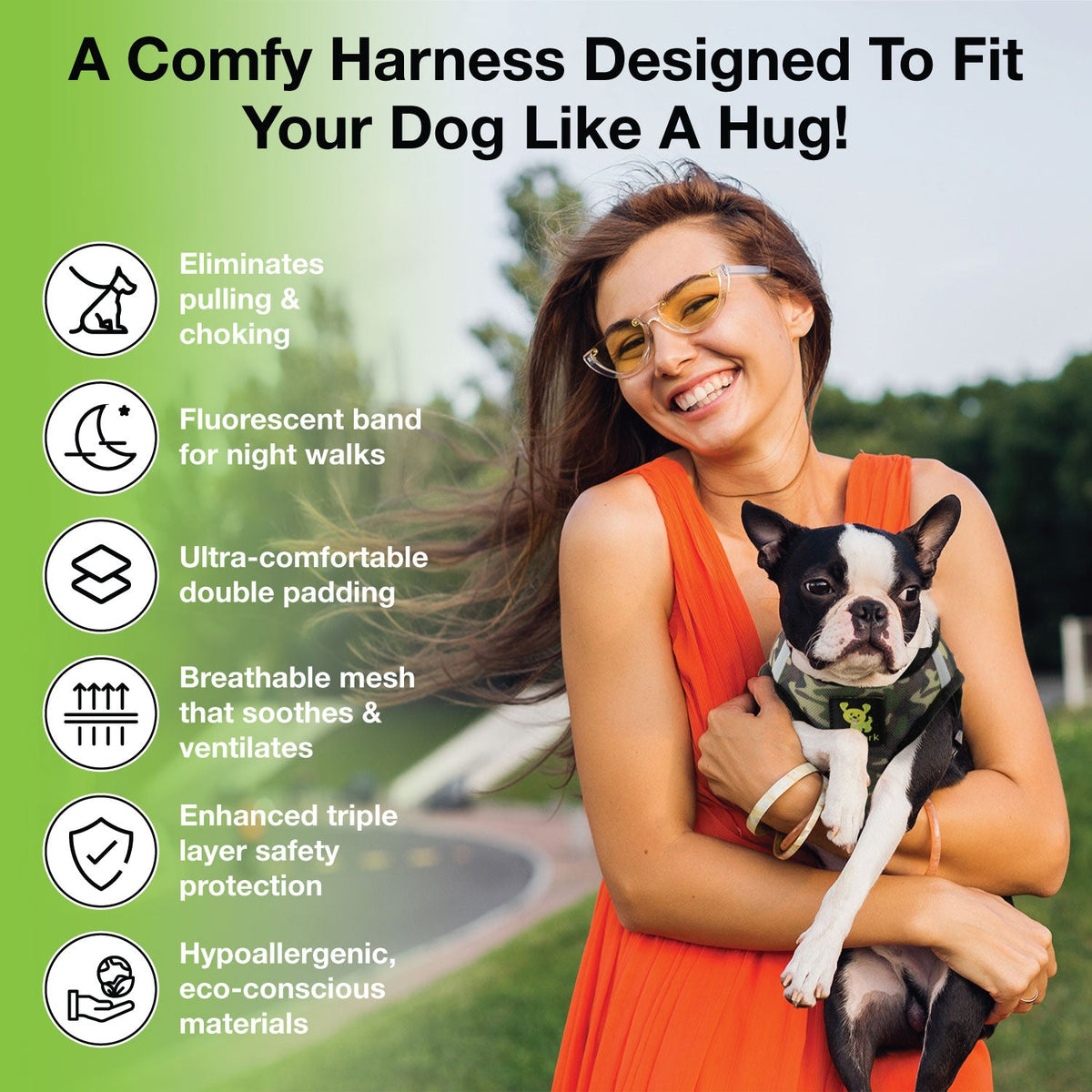 Step-In Dog Harness, Reflective Mesh, Camouflage