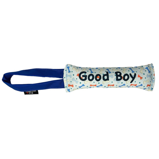 Fire Hose Dog Toy Tug by American Dog in the Good Boy Bones and Stars print on genuine fire hose