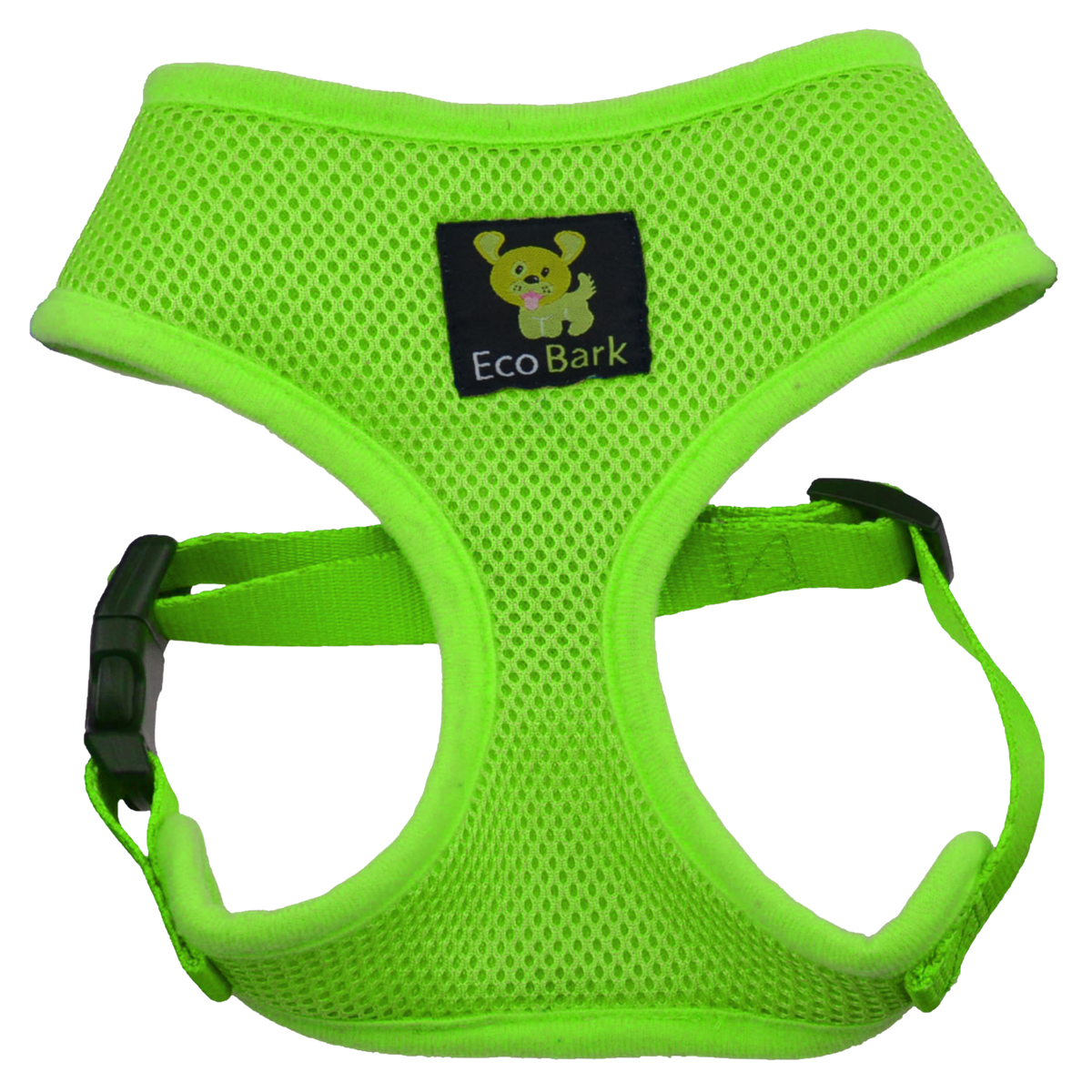 Lime Green Over-the-Head Dog Harness, Vest Halter, XS to XX-Large, EcoBark Pet Supplies, sold through Sniff and Shift
