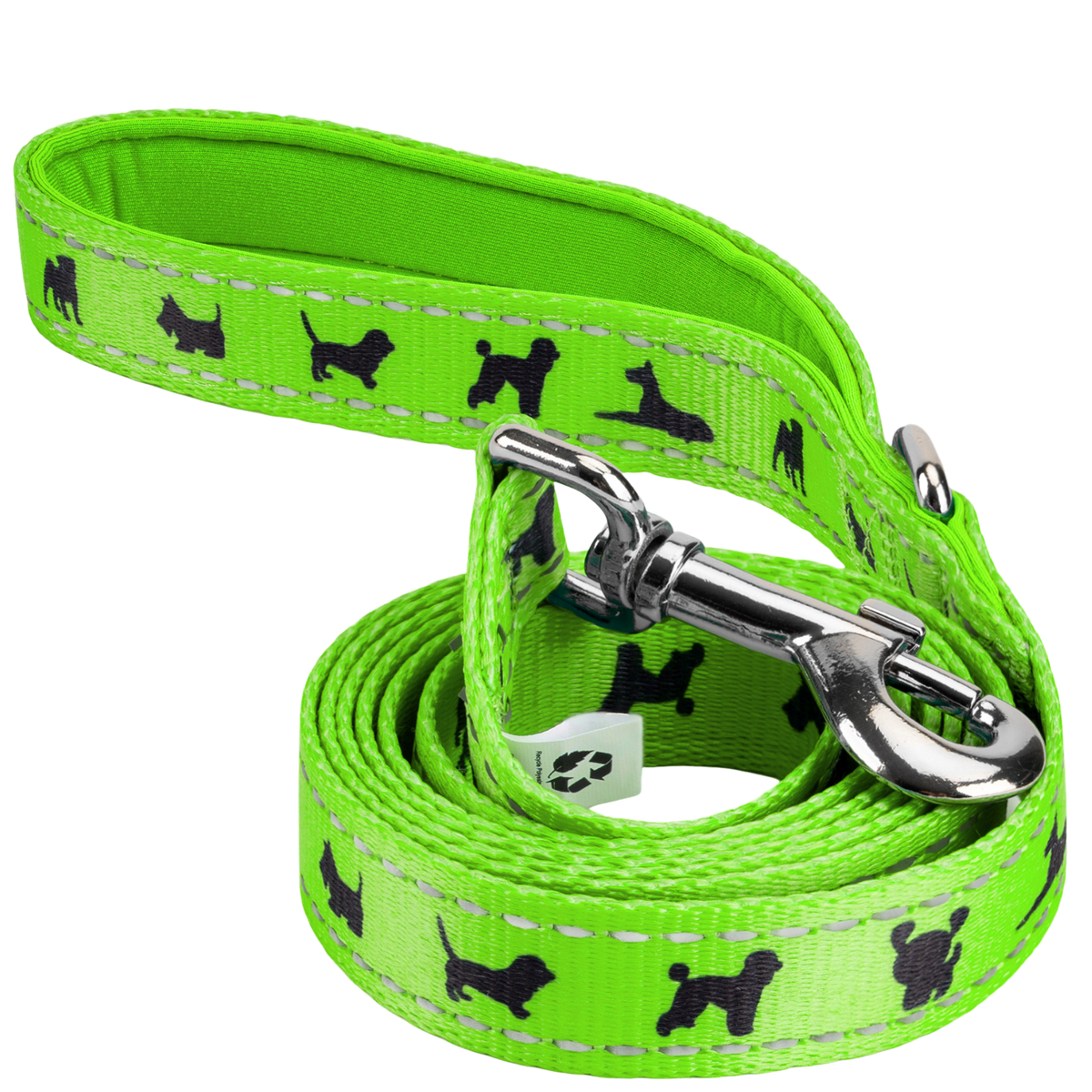 Green Comfort Grip Dog Leash, 4 to 6 ft, EcoBark Pet Supplies, sold through Sniff and Shift