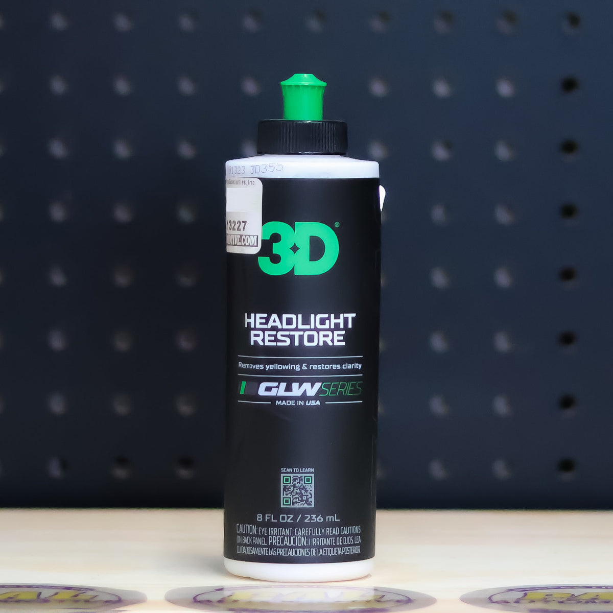 3D GLW Headlight Restore 8 oz black bottle with green flip cap