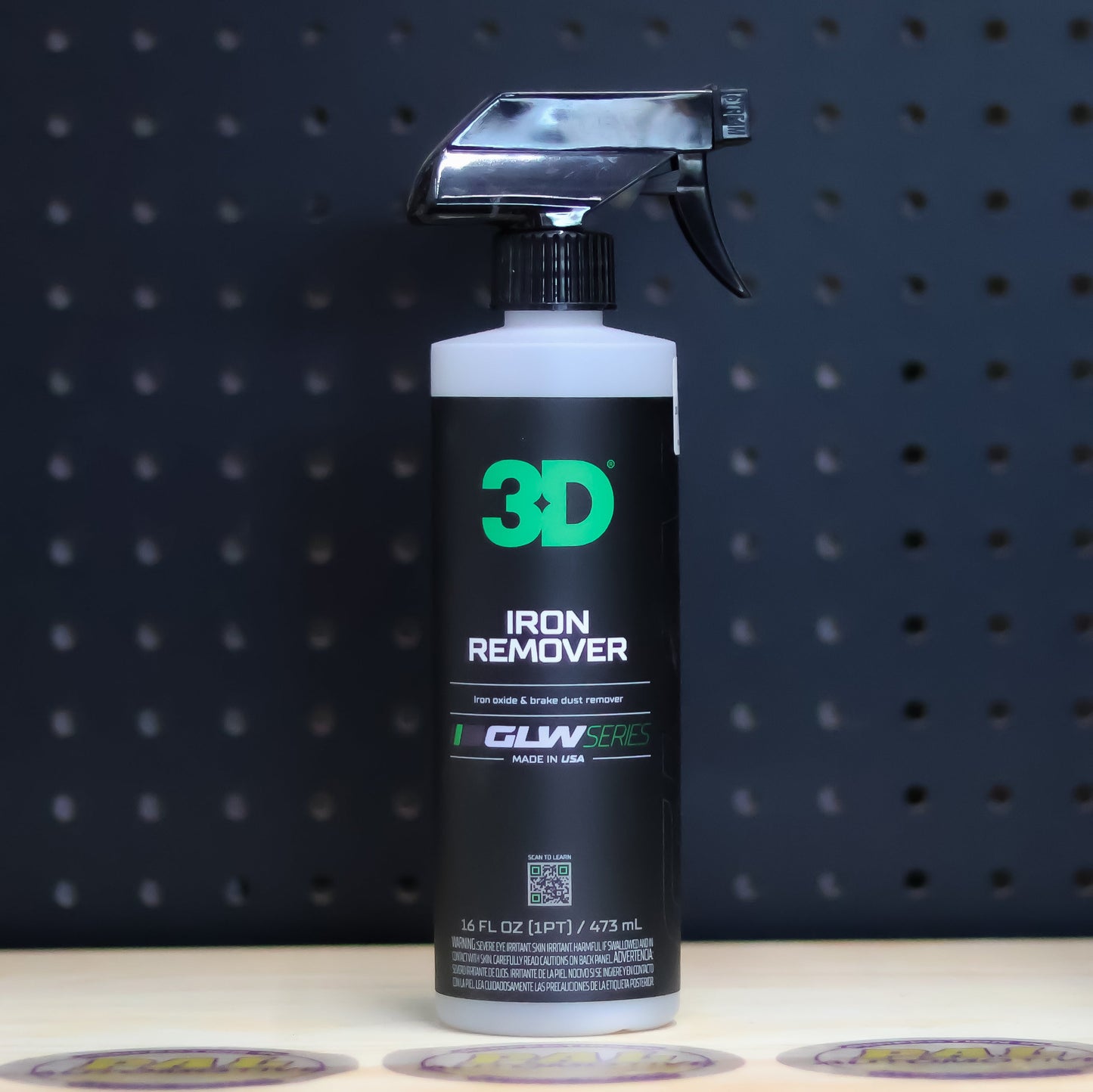 3D GLW Iron Remover 16 oz black trigger spray bottle with green 3D logo