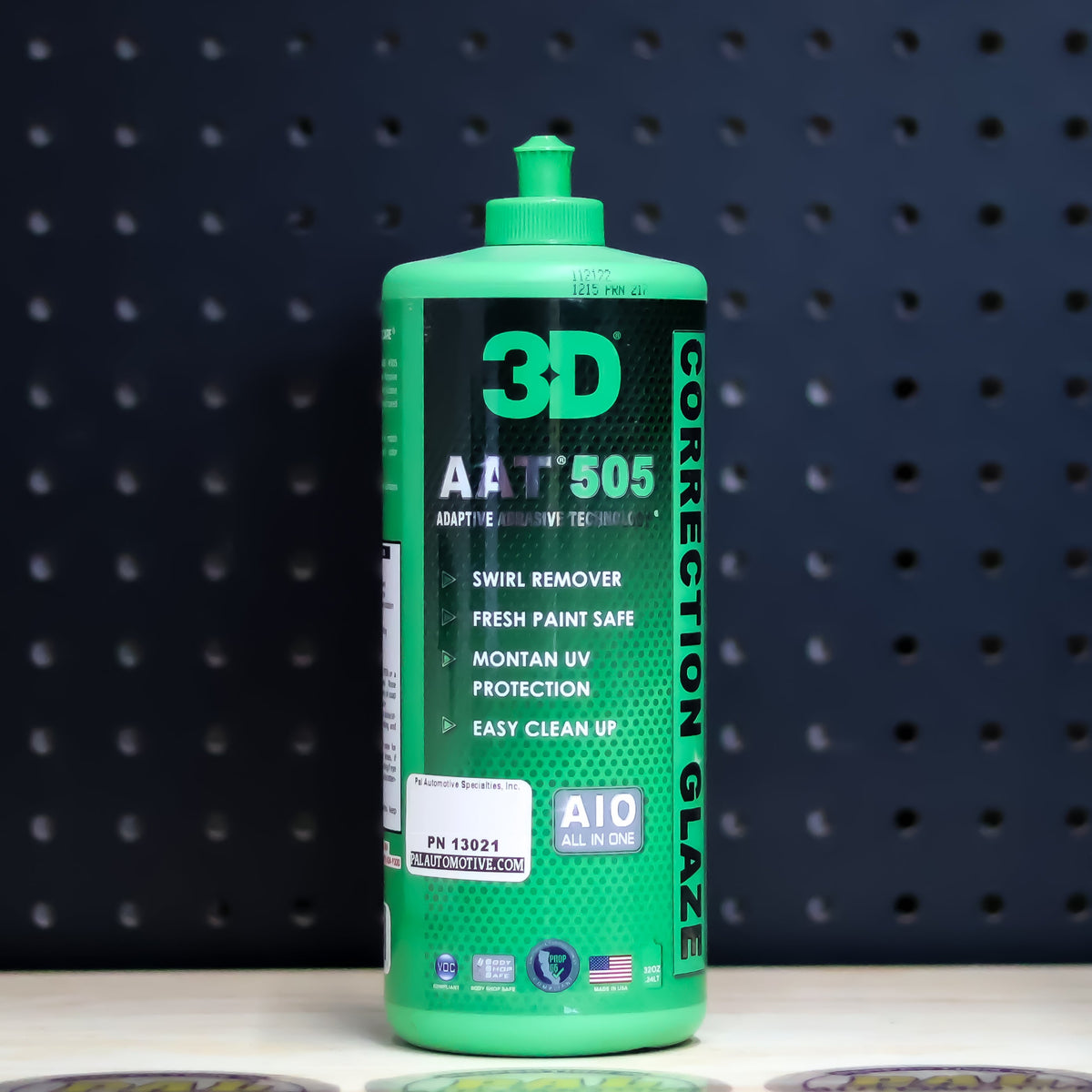 3D 505 AAT Correction Glaze quart bottle, green bottle with green flip cap and Correction Glaze label