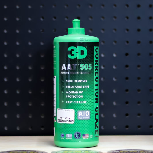 3D 505 AAT Correction Glaze quart bottle, green bottle with green flip cap and Correction Glaze label