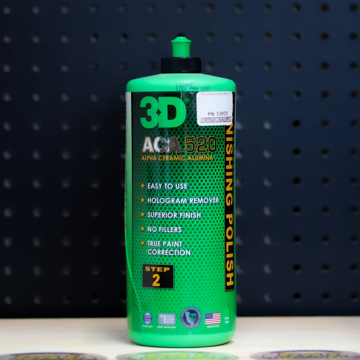 3D ACA 520 Finishing Polish 32 oz green bottle with green flip cap and Step 2 label