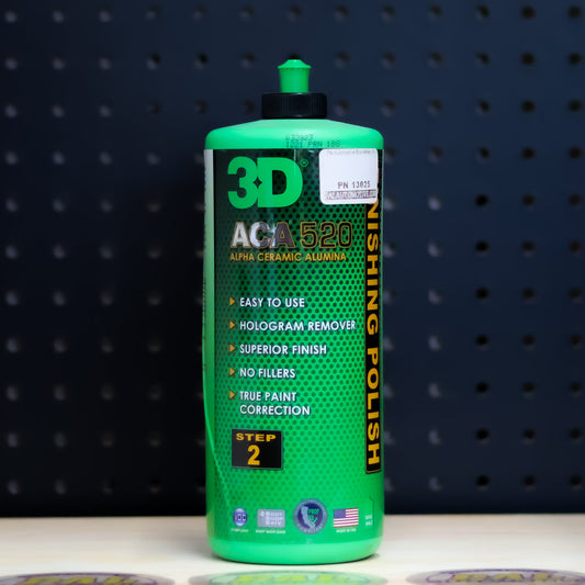 3D ACA 520 Finishing Polish 32 oz green bottle with green flip cap and Step 2 label
